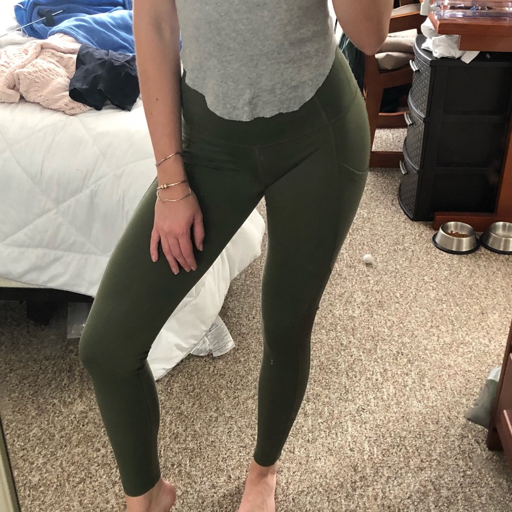 Army Green Active Mesh Leggings